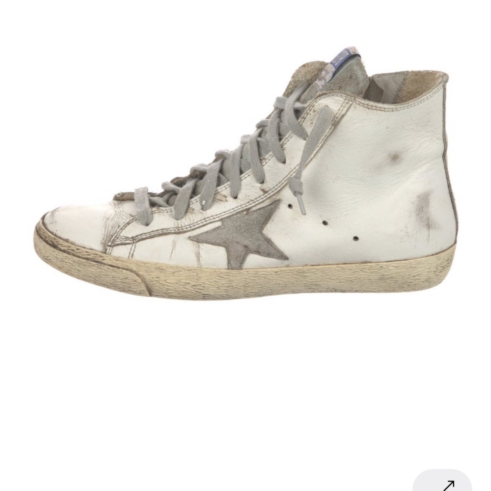 Golden Goose White High-Top Sneakers with Star Detail